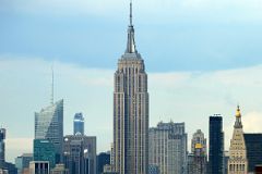 09-05 Manhattan Bank Of America Building, One 57, Empire State Building, GE Building Close Up From Rooftop NoMo SoHo New York City.jpg